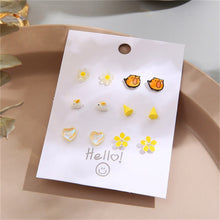 Load image into Gallery viewer, Cute Resin Stud Earring Set Colorful Heart Butterfly Flower Earrings Wholesale for Women Girls Kids 2022 Elegant Jewelry Gifts