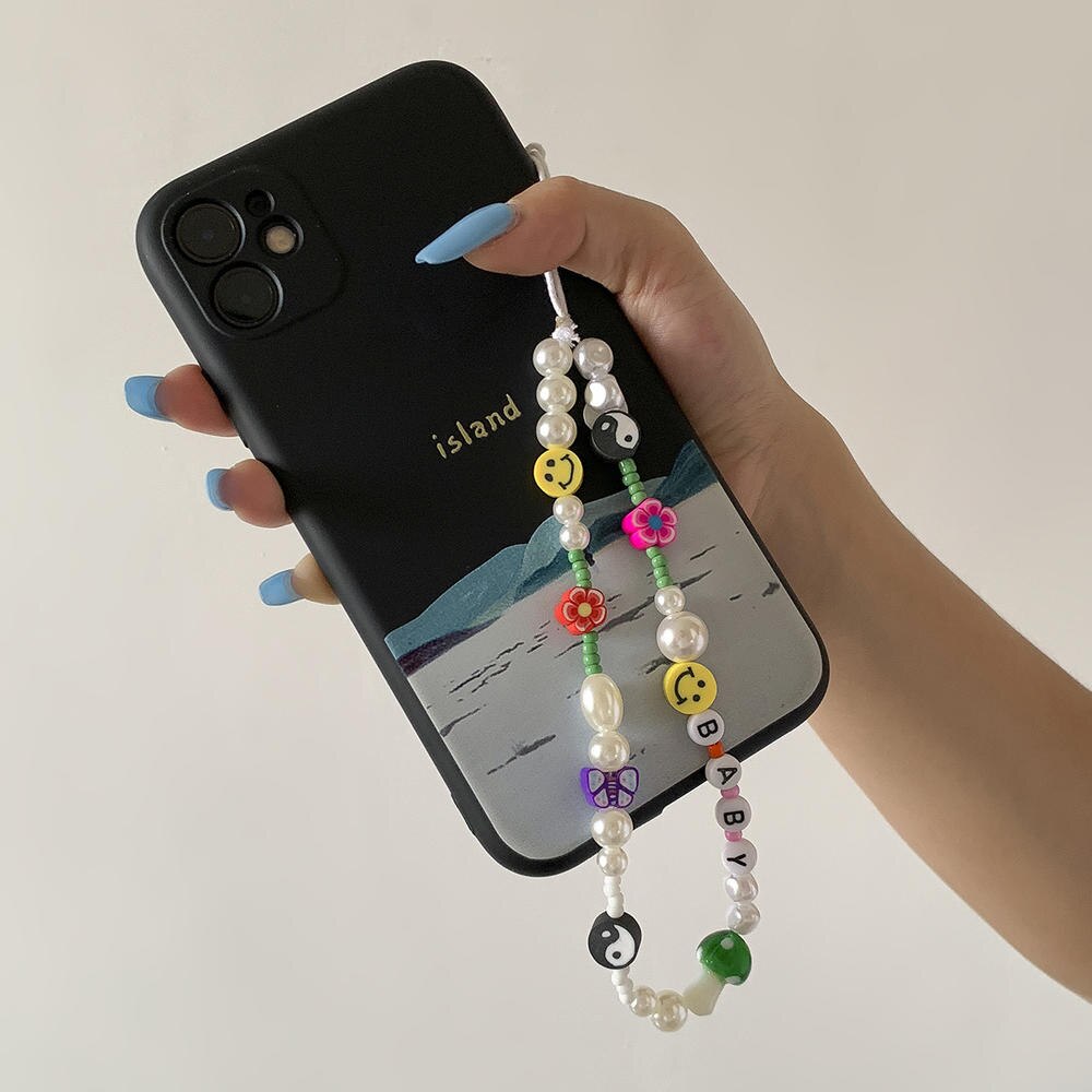 1Pc New Chain For Phone Mobile Strap Hand Made Charm Butterfly Women Cellphone Jewelry Beads Anti-Lost Lanyard Phone Accessories