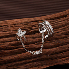 Load image into Gallery viewer, Elegant Tassel Butterfly Chain Rings For Women Girls Shiny Rhinestone Zircon Multi-layer Open Rings Set Punk Fashion Jewelry