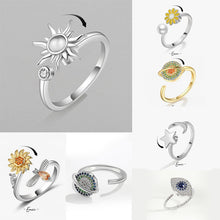 Load image into Gallery viewer, Anti Stress Anxiety Rings For Women Rotating Daisy Sun Flower Star Planet Spinner Rings Crystal Fidget Ring Trendy Jewelry 2022