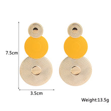Load image into Gallery viewer, Yellow Color Geometric Dangle Earrrings for Women Hollow Heart Pendants bijoux femme Multi-layers Flower Earrings Party Gifts