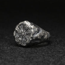 Load image into Gallery viewer, Viking Rune Symbol Rings for Women Men Vintage Compass Stone Meditation Ring Trendy Jewelry Gifts Open Ring Adjustable