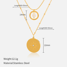 Load image into Gallery viewer, Stainless Steel Geometric Round Pendant Necklace for Women 2022 New Trendy Vintage Gold Color Double Layer Necklace Jewelry