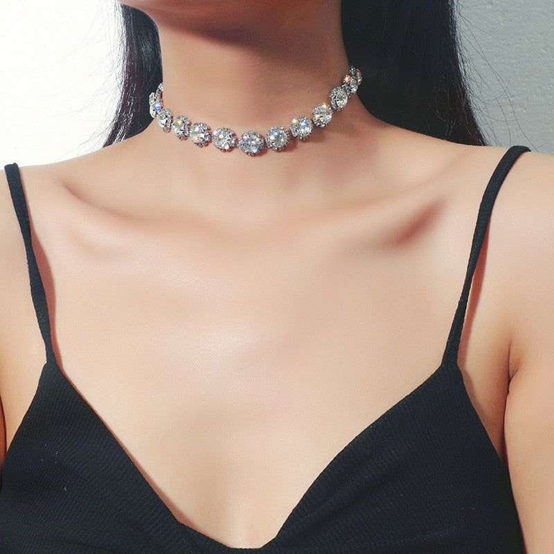 2022 Luxury Geometric Crystal Choker Necklaces for Women Water Drop Clavicle Chain Necklaces Statements Jewelry Gifts