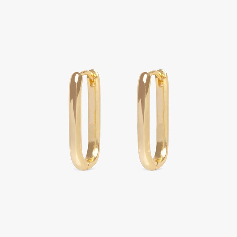 SIPENGJEL Gold Color Square Small Hoop Earrings for Women Premium Geometric Metal Dangle Ear Piercing Earrings Party Jewelry