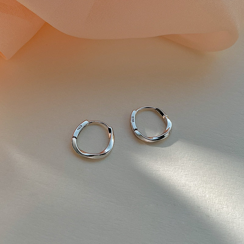 KOUDOUN Authentic Minimalist 925 Sterling Silver Twist Hoop Earring for Women Wedding Fine Silver Earring Jewelry Gift 2022