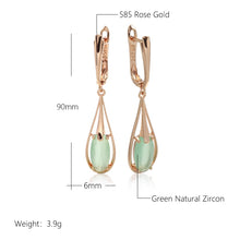 Load image into Gallery viewer, SYOUJYO Emerald Long Drop Natural Zircon Dangle Earrings For Women 585 Rose Gold Color Vintage Fine Jewelry Luxury Daily Earring
