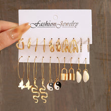 Load image into Gallery viewer, 17KM Pearl Leopard Print Dangle Earrings Set Acrylic Gold Color Hoop Earrings for Women Butterfly Twist Earrings Trendy Jewelry