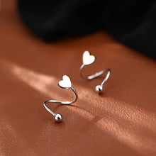 Load image into Gallery viewer, New Trendy Simple Heart Stud Earrings For Women Girl Fashion Silver Color Rotating Wave Balls Earring Ear Studs 2pcs Set Jewelry