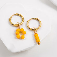 Load image into Gallery viewer, Bohemian Handmade Natural Stone Beads Hoop Earrings for Women Golden Color Stainless Steel Circle Huggie Hoops Jewelry Bijoux