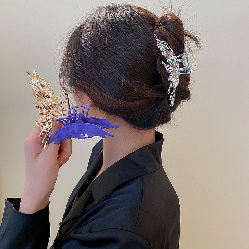 2022 Fashion Hair Clip Women Girls Purple Silvery Golden Geometric Barrette Hairclips Hairpin For Female Ponytail Head Accessory