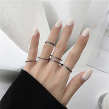 Load image into Gallery viewer, Vintage Black Rings Set For Women Girls Punk Metallic Geometric Simple Adjustable Finger Rings Set Trend Jewelry Gifts