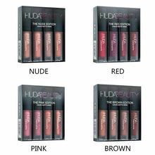 Load image into Gallery viewer, 4Pcs/Set HUDA Lip Gloss Mini Lip Glaze Set Four Matte Waterproof Non-stick Non-fading Lipsticks Makeup Women Cosmetic Lip Care