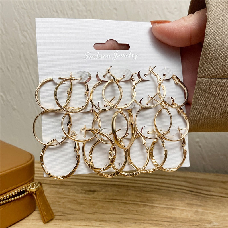 Vintage Silver Earring Set Snake Butterfly Drop Earrings For Women Girls Hoop Earrings Gold Metal Square Round Party Jewelry