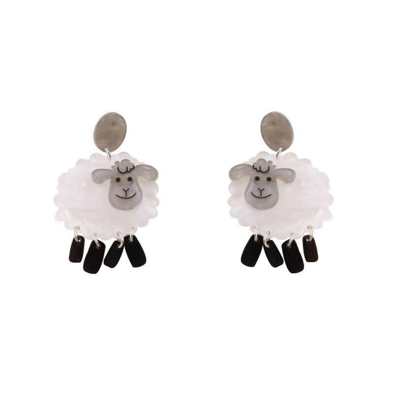 Cute Cartoon Animal Sheep Earrings For Women Sweet Lamb Acrylic Drop Dangling Earrings Jewelry Gift