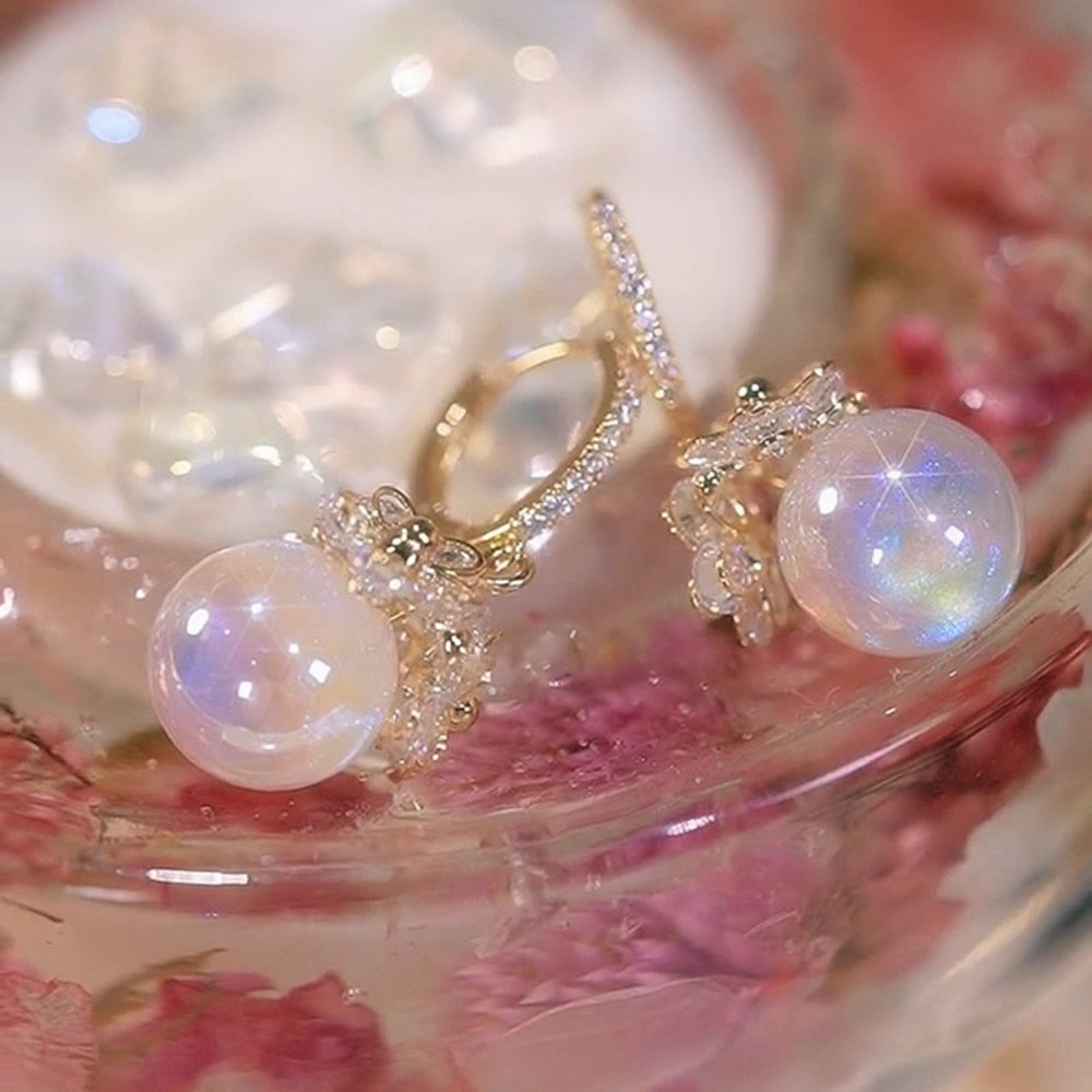 2022 New Inlaid Rhinestone Pearl Stud Earrings Women Personality Fashion Unique Design Earrings Wedding Jewelry Birthday Gift