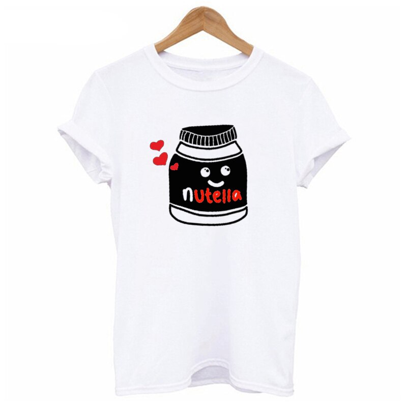 funninessgames Funny New Couple Clothes Summer Tees Women T-Shirt Cotton Print Nutella T Shirt Women Tops Couple Harajuku T Shirts
