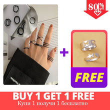 Load image into Gallery viewer, Vintage Black Rings Set For Women Metal Punk Ring Round Couples Irregular Finger Rings Set 2022 Accessories Jewelry Gifts