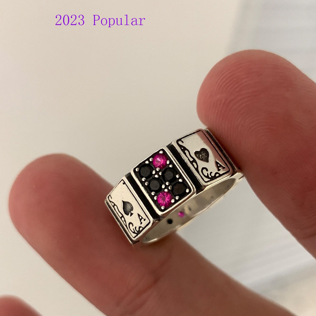 2023 New design Poker polygon Open sleeve female ring Wedding party women girls trend fashion personality antique jewelry gift