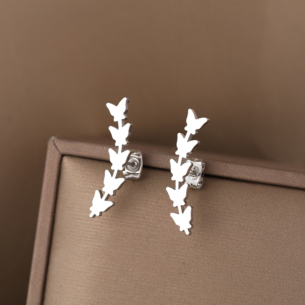 Stainless Steel Earrings Delicate Butterfly Accessory Charms Trend Fine Fashion Stud Earrings For Women Jewelry Wedding Gifts