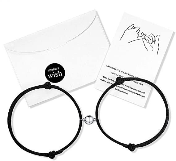 2pcs Magnet Couple Bracelet Adjustable Matching Braslet Love Braclet Lucky Black White Brazalete Gift for Women Men 2022