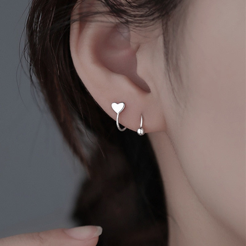 1Pc Left Ear Piercing Screw Ball Star Heart Ear Bone Rotating Wave Mini Stud Earrings for Women Personality Party Gfit