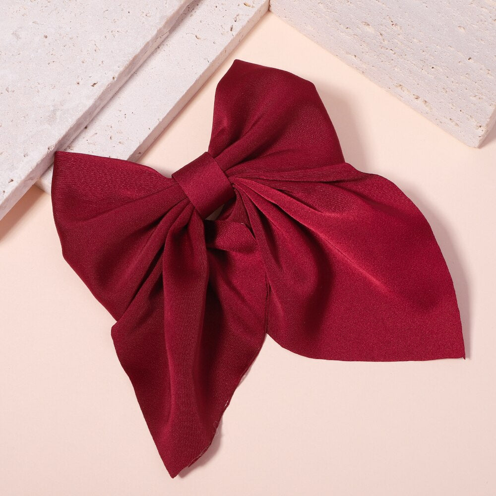 Korean Big Hair Bow Ties Hair Clips Satin Two Layer Butterfly Bow For Women Bowknot Hairpins Trendy Hairpin Girl Hair Accessory