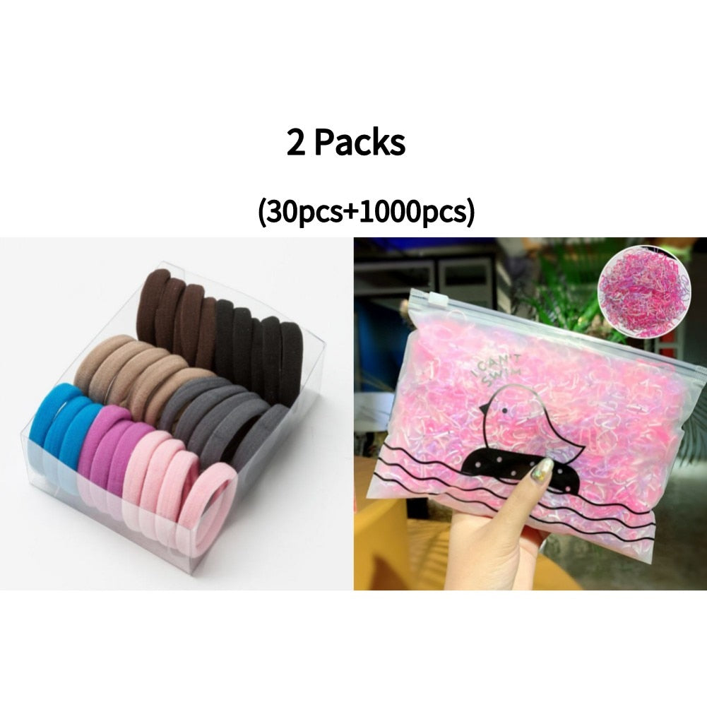 30Pcs Elastic Hair Accessories For Women Kids Black Pink Blue Rubber Band Ponytail Holder Gum For Hair Ties Scrunchies Hairband