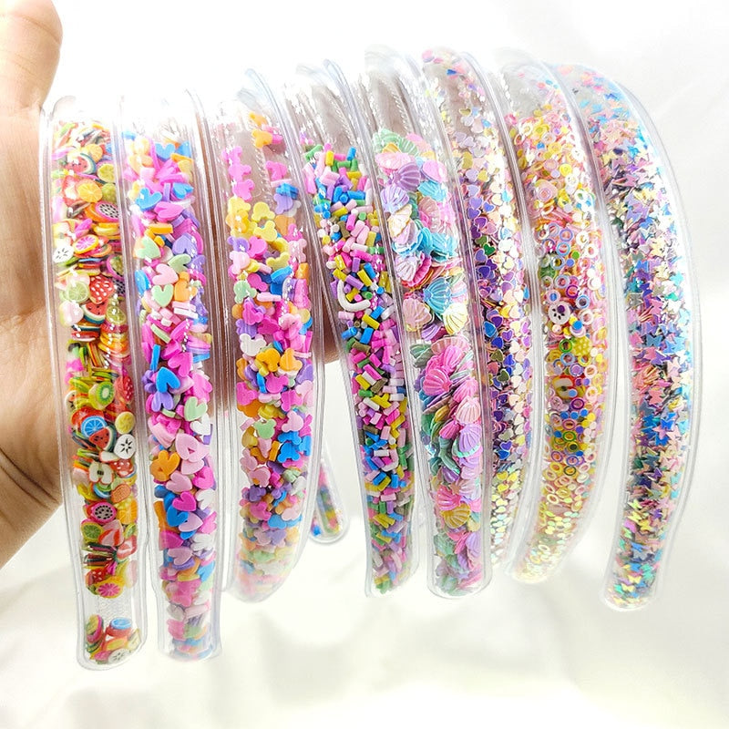 Transparent Quicksand Headbands for Children Kids Girls Fashion Glitter Sequin Teeth Hairbands Bezel Hair Hoops Hair Accessories