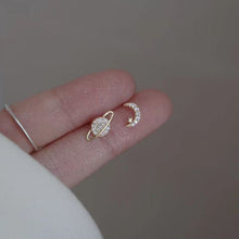 Load image into Gallery viewer, Minimalism Silver Color Cute Space Astronaut Stud Earrings for Women Asymmetric Planet Opal Lovely Simple Ear Piercing Jewelry