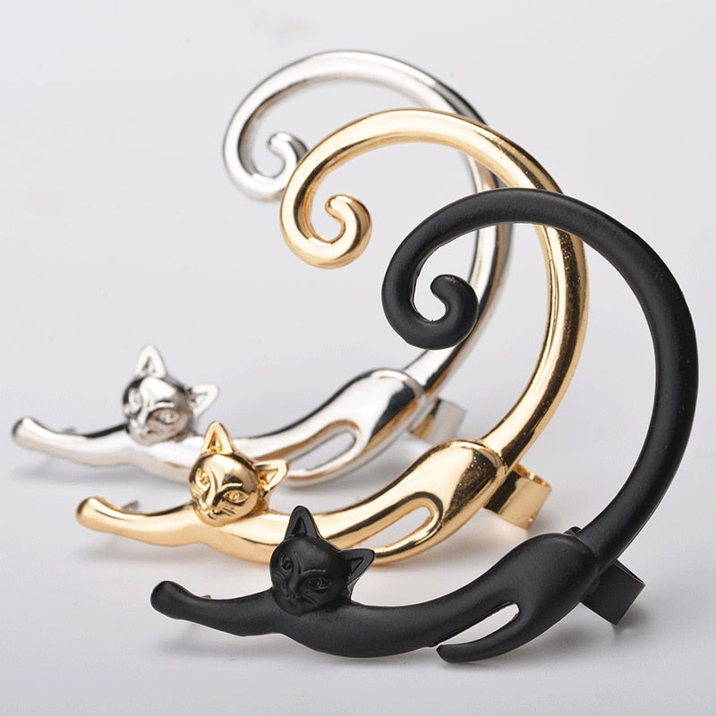 Unique Design Cute Cat Ear Cuff Earrings for Women Girl Cool Temperament Hip-hop Fashion Jewelry Ear Studs Earrings