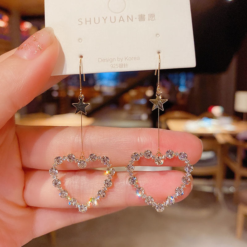 2022 New Fashion Trend Unique Design Elegant Delicate Heart Shaped Zircon Stud Earrings Women&#39;s Jewelry Party Gift Wholesale