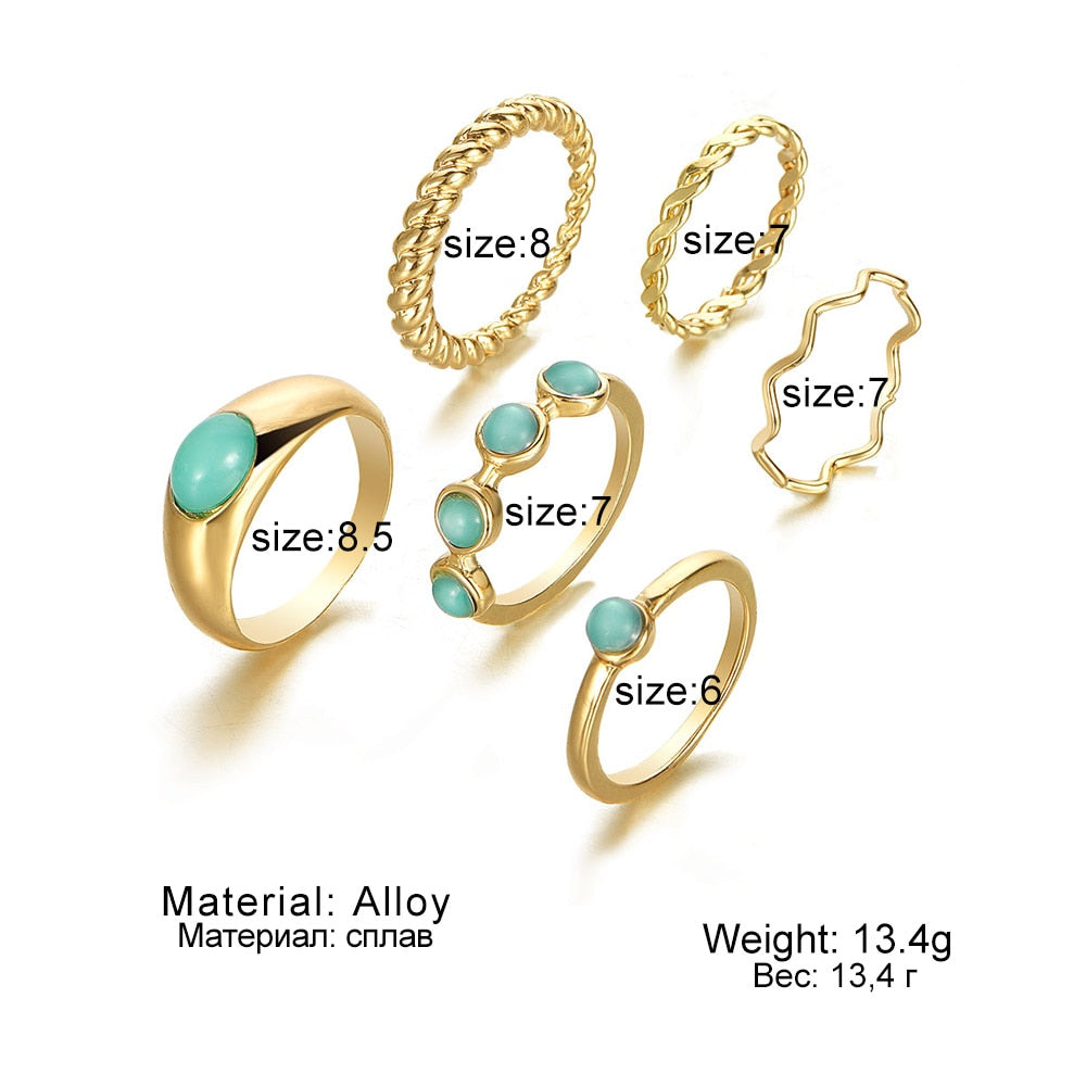 DAXI 10 Piece Butterfly Twist Rings Set Gold Color Women Punk Crystal Pearl Rings Round Geometric Rings 2022 Jewelry Gifts