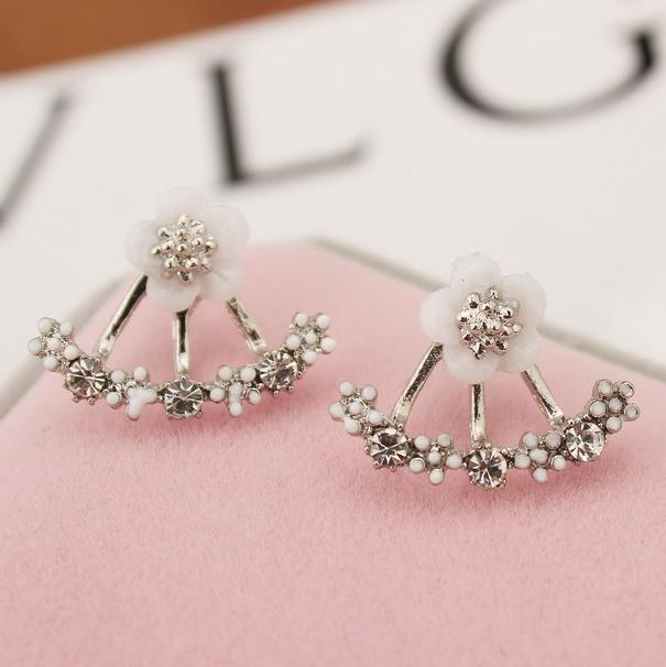 Luxury Crystal Flower Drop Dangle Earrings for Women Fashion Statement Wedding Earring Jewelry Accessory Pearl Party Wholesale