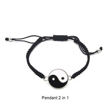 Load image into Gallery viewer, Tai Chi Yin Yang Couple Bracelets Alloy Pendant Adjustable Braid Chain Bracelet Necklace Matching Lover Bracelets Necklaces