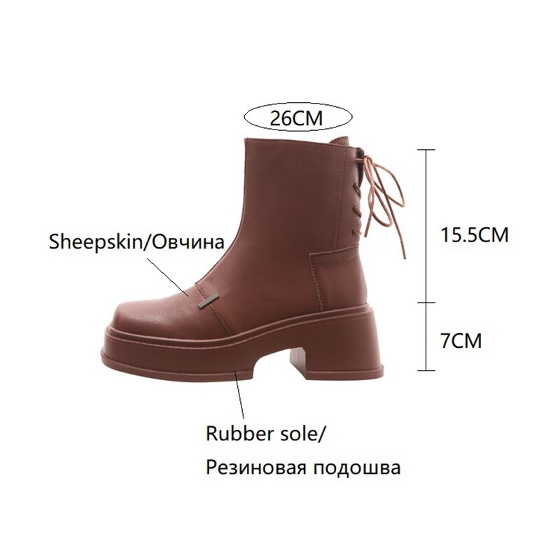 funninessgames  fashion inspo    NEW Fall Shoes Women Genuine Leather Boots Round Toe Chunky Boots for Women Casual Platform Boots Solid Zipper Ankle Boots Women