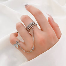 Load image into Gallery viewer, Vienkim Double Finger Chain Rings for Women Ring Set Tassel Butterfly Cross Punk Rings Jewelry Ladies Fashion HipHop Jewelry