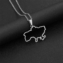 Load image into Gallery viewer, New Ukraine Map Pendant Necklace for Men &amp; Women Titanium Steel Gold Silver Color Choker Ukraine Outline Heart Flag Jewelry Gift