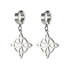Load image into Gallery viewer, LIKGREAT Witch Knot Painless Ear Clip Earrings For Women Men Celtic Knot Cross Amulet Punk Stainless Steel Drop Earrings Jewelry