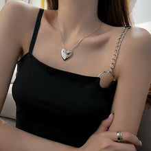 Load image into Gallery viewer, Punk Thick Lock Chain Heart Shape Pendant Short Choker Necklace For Women Retro INS Silver Color Metal Necklace Jewelry