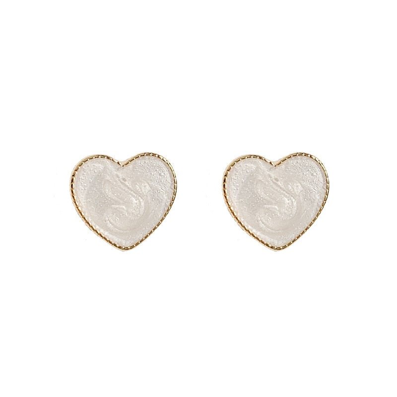 Cheapify Dropshipping 2022 New Fashion White Heart Earrings Trend Korean Sweet Stud Earrings For Women Party Jewelry Gifts