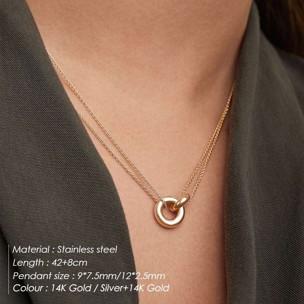 eManco 316L Stainless Steel two-color pendant Necklaces For Women Chokers Trend Fashion Festival Party Gift Jewelry