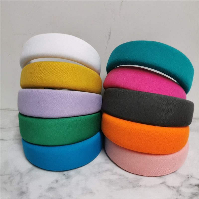 Multi Color Thick Padded Headbands Women Wide Solid Hairbands Bezel Comfy Head Hoop Elegant Hair Clip Turban Hair Accessories