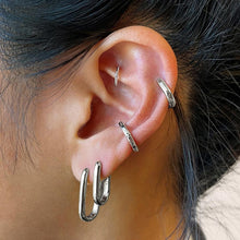 Load image into Gallery viewer, SIPENGJEL Gold Color Square Small Hoop Earrings for Women Premium Geometric Metal Dangle Ear Piercing Earrings Party Jewelry