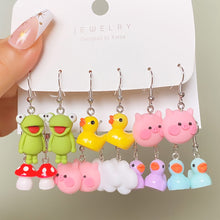 Load image into Gallery viewer, 5 Set Trendy Animal Frog Duck Dangle Earring Clouds Gummy Bear Drop Earring Geometric Exaggerated Woman Girl Kids Punk Jewelry