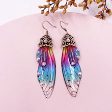 Load image into Gallery viewer, New Handmade Fairy Simulation Wing Earrings Insect Butterfly Wing Drop Earrings Foil Rhinestone Earrings Romantic Bridal Jewelry