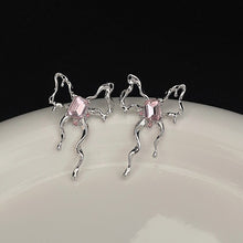 Load image into Gallery viewer, Modern Jewelry 925 Silver Needle Bowknot Earrings 2022 Trend New Metal Alloy Silver Plated Glass Women Earrings Wholesale