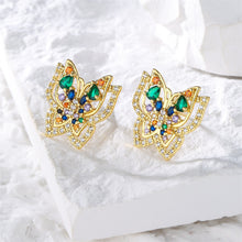 Load image into Gallery viewer, 2 Style 2022 Trendy Gold Color Copper Wedding Jewelry Female New Fashion AAA CZ Pearl Butterfly Stud Earrings For Women Girl