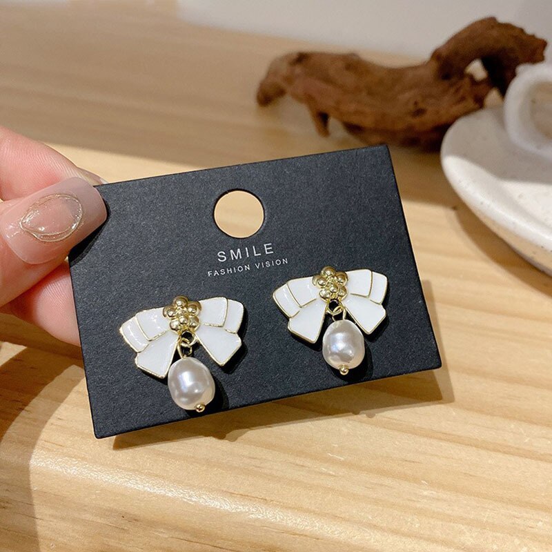 White Color Big Heart Stud Earrings for Women Girl Korean Love Drop Glaze Aesthetic Daily Life Minimalist Jewelry