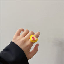 Load image into Gallery viewer, New Hot Korean Cute Aesthetic Heart Love Letters Resin Rings For Women Egirl Party Harajuku Y2K EMO Jewelry Gifts Accessories